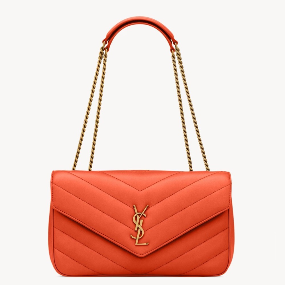 Saint Laurent LouLou Medium Bag in Orange Matelasse Lambskin
