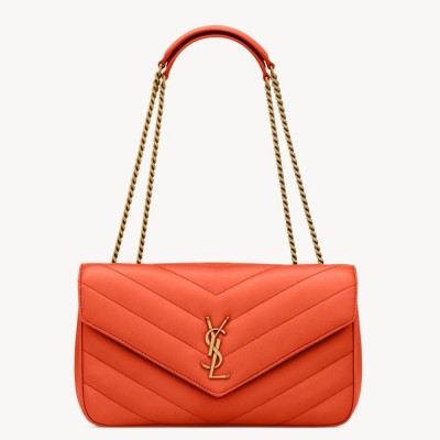 Saint Laurent LouLou Medium Bag in Orange Matelasse Lambskin