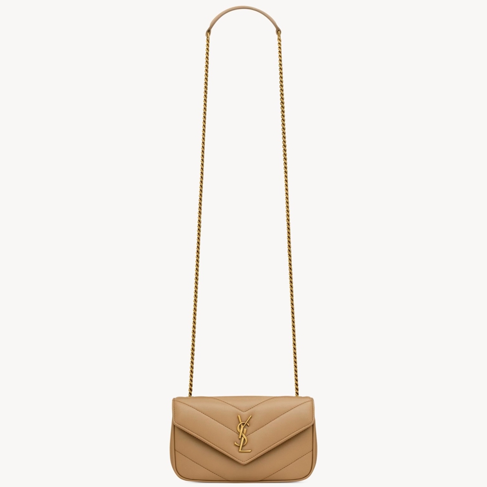 Saint Laurent LouLou Mini Bag in Beige Matelasse Lambskin