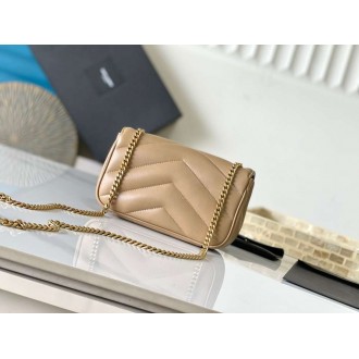 Saint Laurent LouLou Mini Bag in Beige Matelasse Lambskin