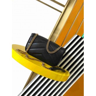 Saint Laurent LouLou Mini Bag in Black Matelasse Lambskin