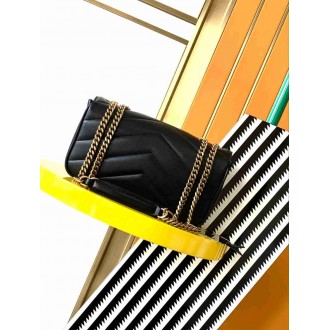 Saint Laurent LouLou Small Bag in Black Matelasse Lambskin