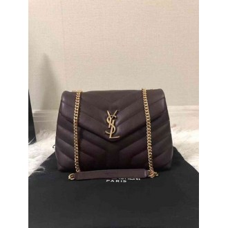 Saint Laurent Loulou Small Bag In Burgundy Matelasse Leather