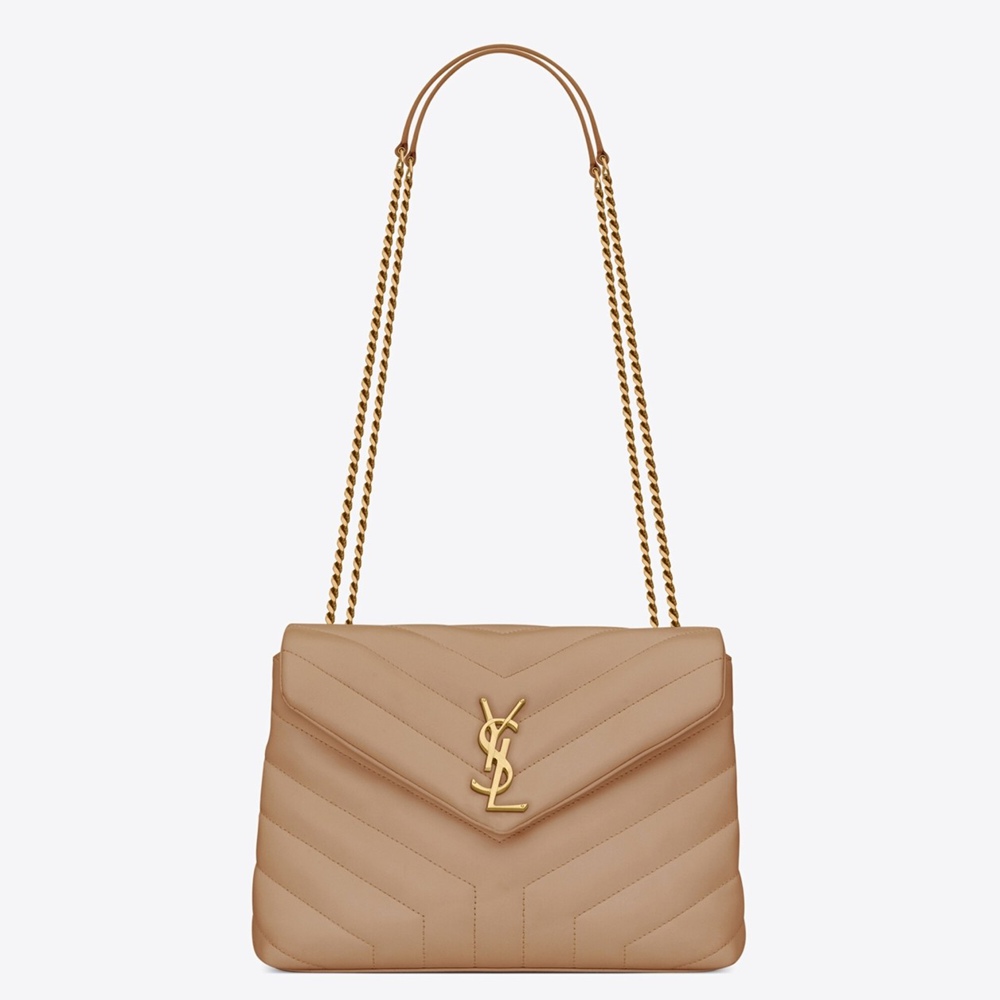 Saint Laurent Loulou Small Bag In Dark Beige Leather