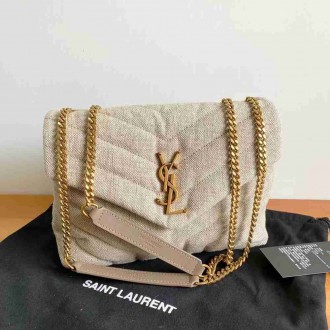 Saint Laurent Loulou Small Bag In Linen Canvas