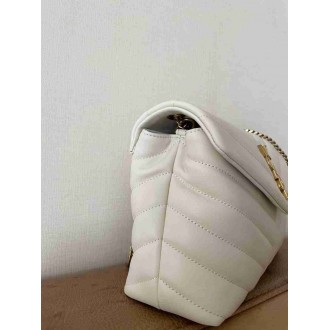 Saint Laurent Loulou Small Bag In White Matelasse Leather