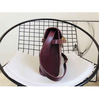 Saint Laurent Manhattan Baguette Bag In Bordeaux Leather