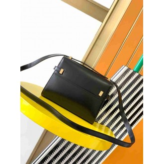 Saint Laurent Manhattan Mini Shoulder Bag in Black Calfskin