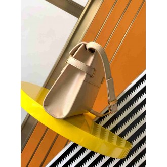 Saint Laurent Manhattan Small Shoulder Bag in Beige Calfskin