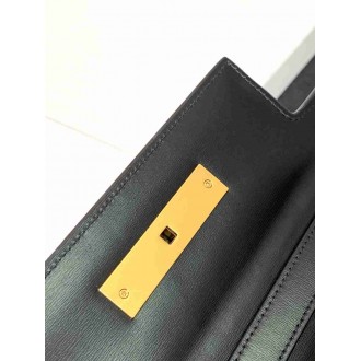 Saint Laurent Manhattan Small Shoulder Bag in Black Calfskin