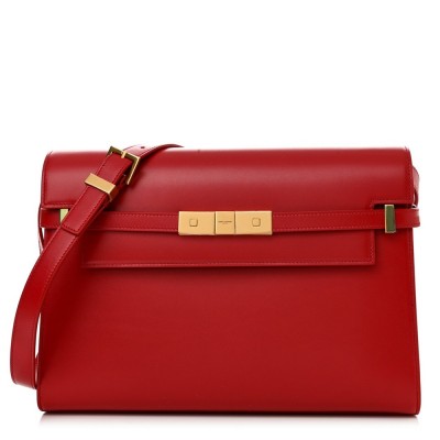 Saint Laurent Manhattan Small Shoulder Bag in Red Calfskin