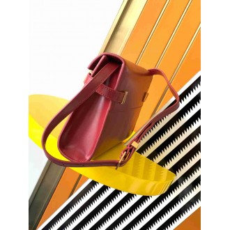 Saint Laurent Manhattan Small Shoulder Bag in Red Calfskin
