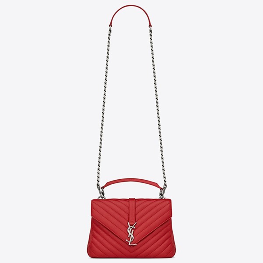 Saint Laurent Medium College Bag In Red Goatskin Leather