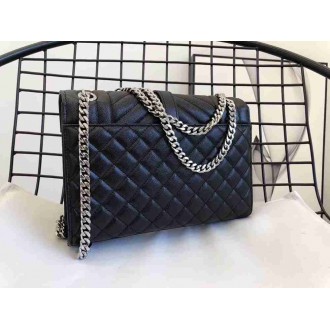 Saint Laurent Medium Envelope Bag In Noir Grained Leather