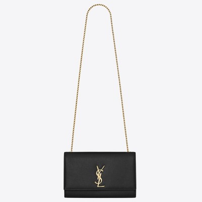 Saint Laurent Medium Kate Bag In Black Grained Leather
