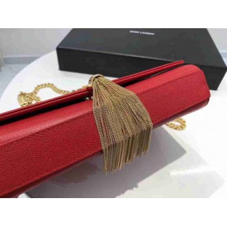 Saint Laurent Medium Kate Bag With Tassel In Red Grained Leather