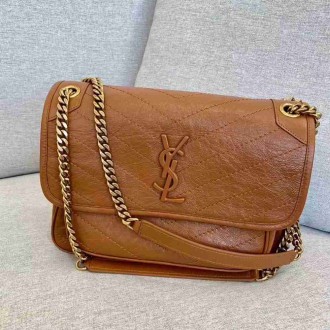 Saint Laurent Medium Niki Bag In Brown Calfskin