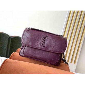 Saint Laurent Medium Niki Bag In Prunia Crinkled Leather
