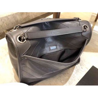 Saint Laurent Medium Niki Bag In Storm Gray Crinkled Leather