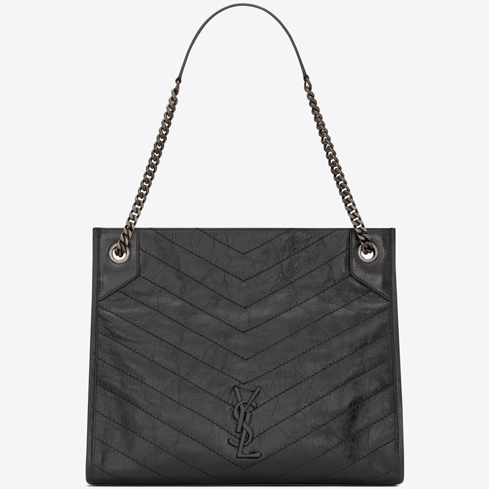 Saint Laurent Medium Niki Shopping Bag In Storm Leather