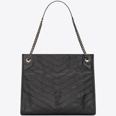 Saint Laurent Medium Niki Shopping Bag In Storm Leather