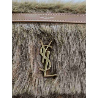 Saint Laurent Niki Large Shoulder Bag in Brown Shearling