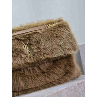 Saint Laurent Niki Oversized Shoulder Bag in Brown Shearling