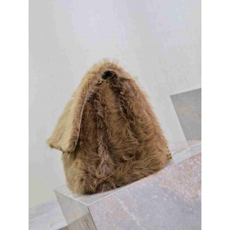 Saint Laurent Niki Oversized Shoulder Bag in Brown Shearling