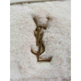 Saint Laurent Niki Oversized Shoulder Bag in White Shearling