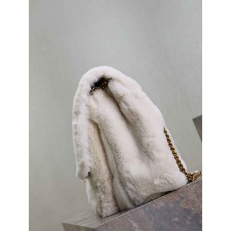 Saint Laurent Niki Oversized Shoulder Bag in White Shearling