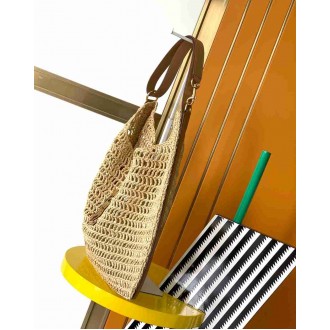 Saint Laurent Oxalis Shoulder Bag in Naturel Raffia