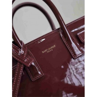 Saint Laurent Sac De Jour Nano Bag in Bordeaux Patent Calfskin