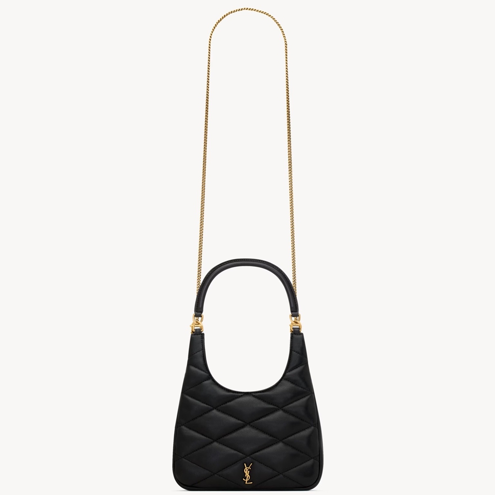 Saint Laurent Sade Hobo Bag in Black Leather