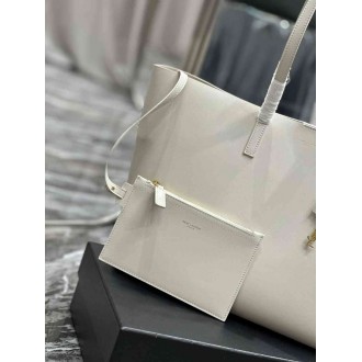 Saint Laurent Shopping Tote Bag in White Leather