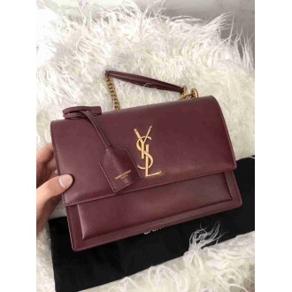 Saint Laurent Sunset Medium Bag In Bordeaxu Calfskin