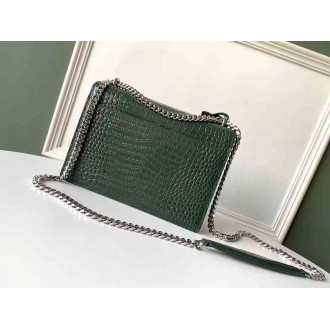 Saint Laurent Sunset Medium Bag In Green Crocodile Embossed Leather
