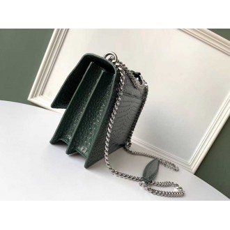 Saint Laurent Sunset Medium Bag In Green Crocodile Embossed Leather