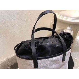 Saint Laurent Teddy Shopping Bag In Linen Canvas