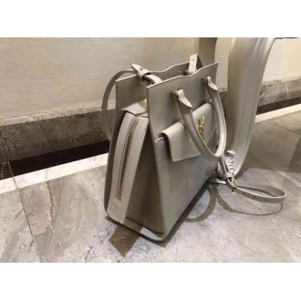 Saint Laurent Uptown Small Tote In Blanc Smooth Leather