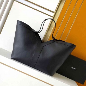 Saint Laurent Y Tote Bag in Black Calfskin