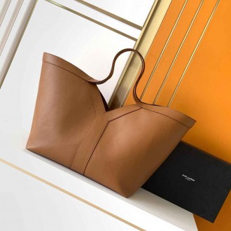 Saint Laurent Y Tote Bag in Brown Calfskin