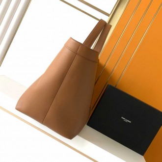 Saint Laurent Y Tote Bag in Brown Calfskin