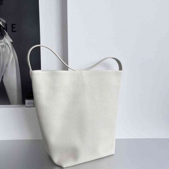 The Row Large N/S Park Tote in Ivory Grained Leather
