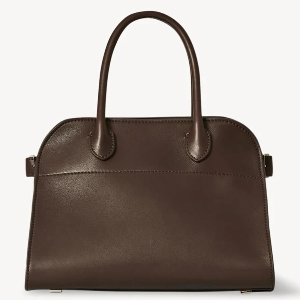 The Row Margaux 10 Top Handle Bag in Chocolate Leather