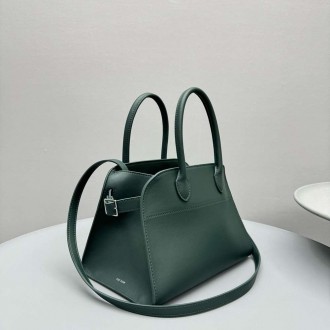 The Row Margaux 10 Top Handle Bag in Green eather