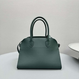 The Row Margaux 10 Top Handle Bag in Green eather