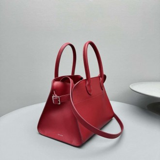 The Row Margaux 10 Top Handle Bag in Red eather