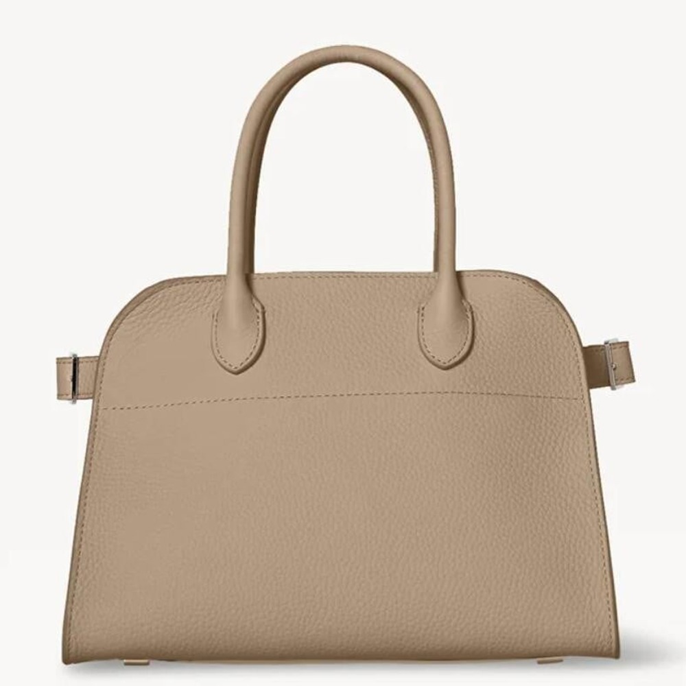 The Row Margaux 10 Top Handle Bag in Sand Grained Leather