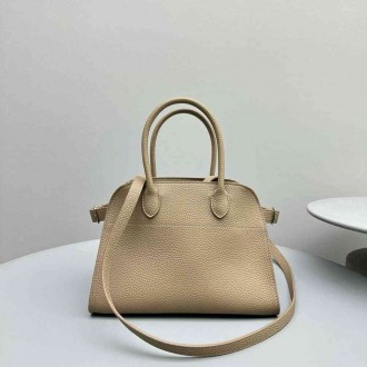 The Row Margaux 10 Top Handle Bag in Sand Grained Leather