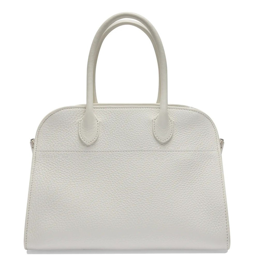 The Row Margaux 10 Top Handle Bag in White Grained Leather